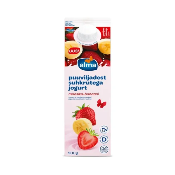 JOGURT MAASIKA-BANAANI  PUUVILJADEST SUHKRUGA 900GR (ALMA)